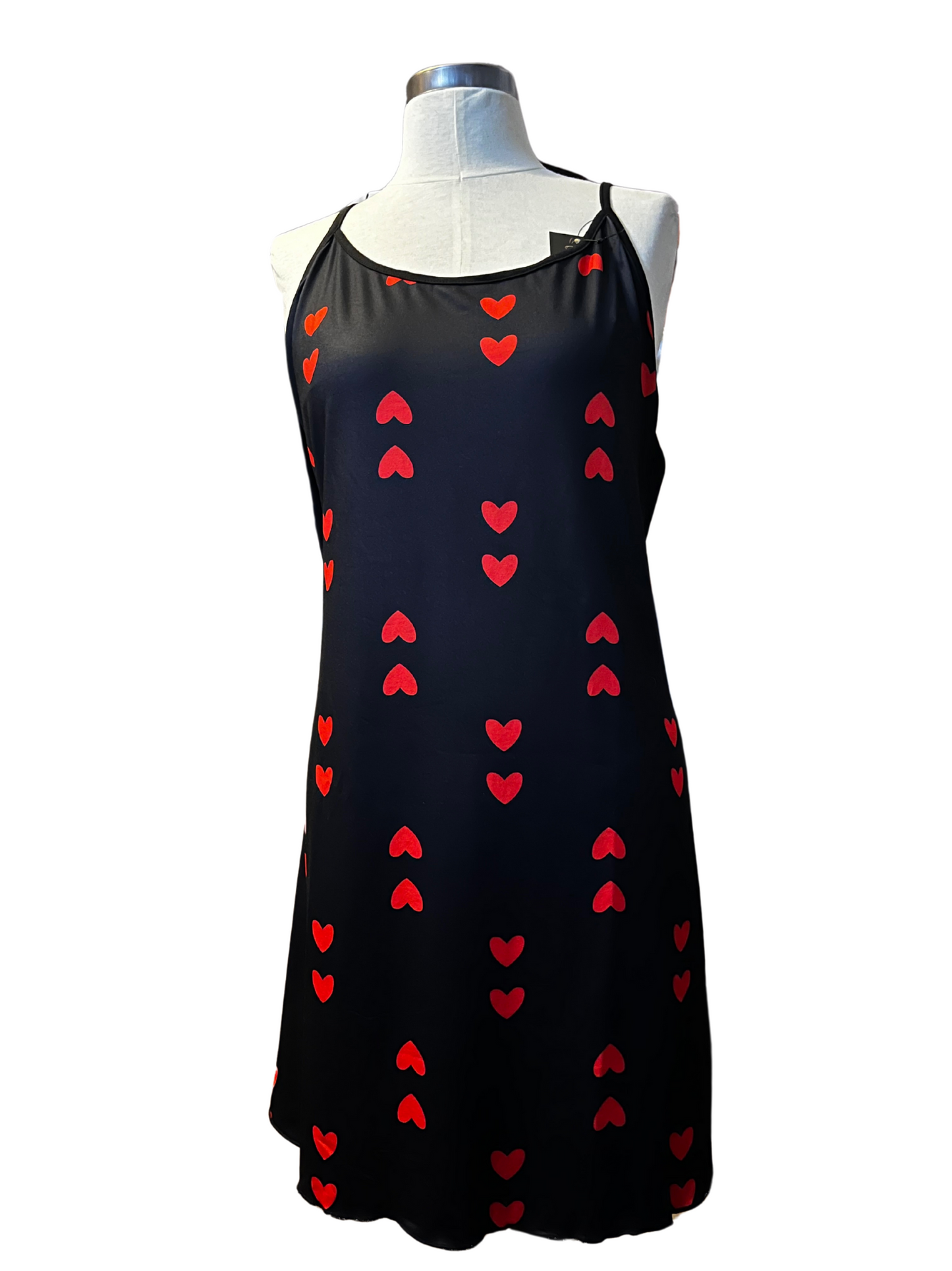 Plus Size Black Red Double Hearts Nightgown Dress
