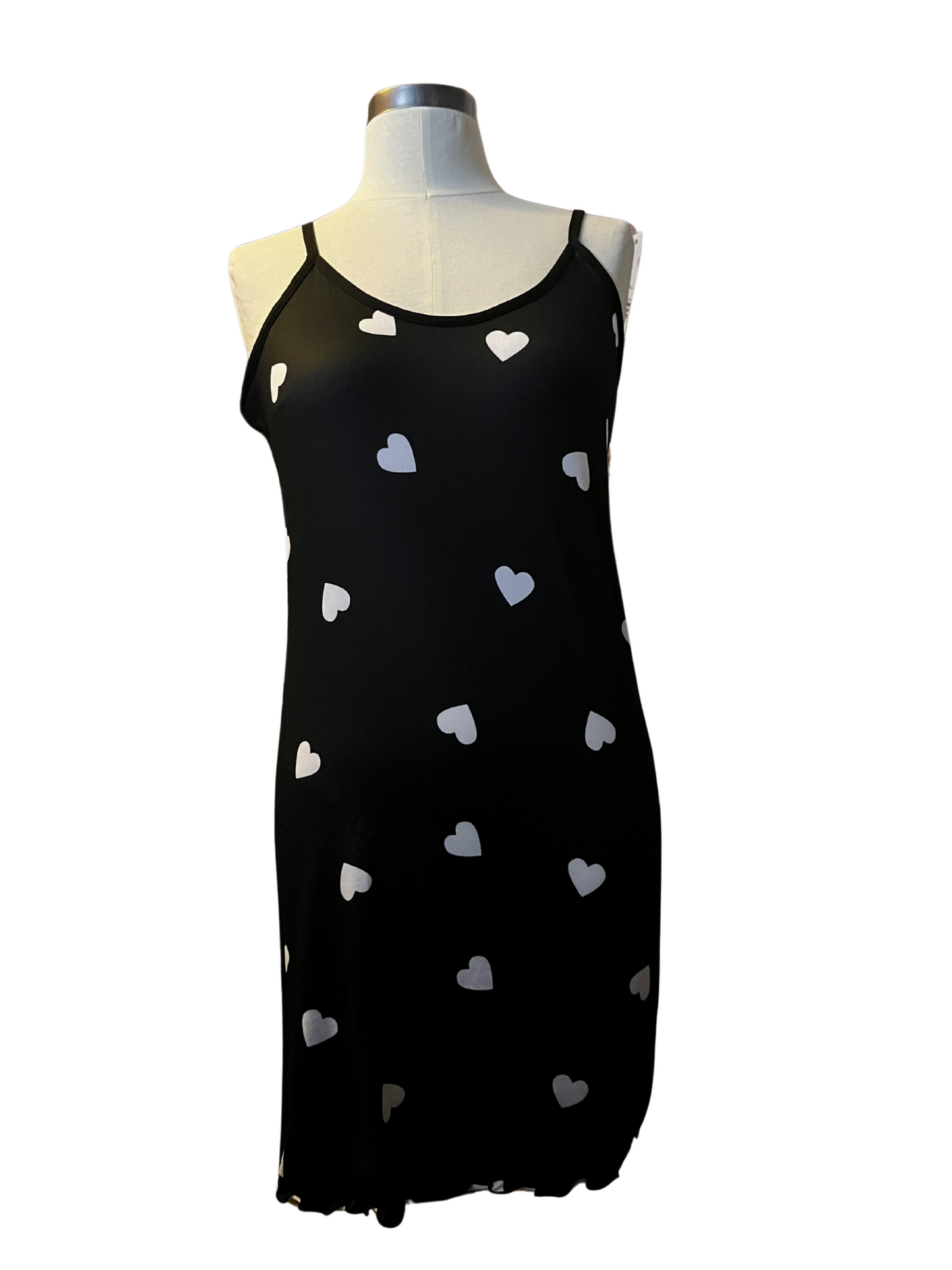 Black W/ White Hearts Nightgown