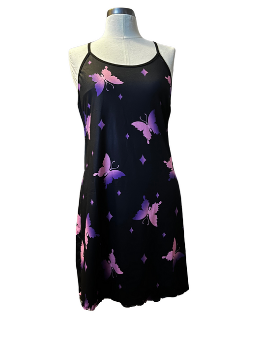 Black Ombre Purple Butterfly Nightgown Dress