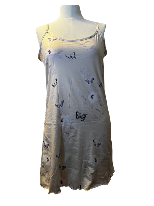 Pale Pink Butterfly & Floral Print Nightgown Dress