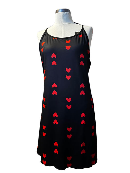 Plus Size Black Red Double Hearts Nightgown Dress